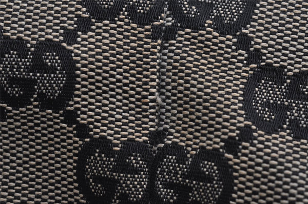 Authentic GUCCI Shoulder Tote Bag GG Canvas Leather 0021098 Black Gray 7737J