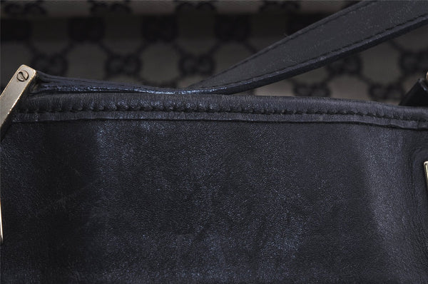 Authentic GUCCI Shoulder Tote Bag GG Canvas Leather 0021098 Black Gray 7737J