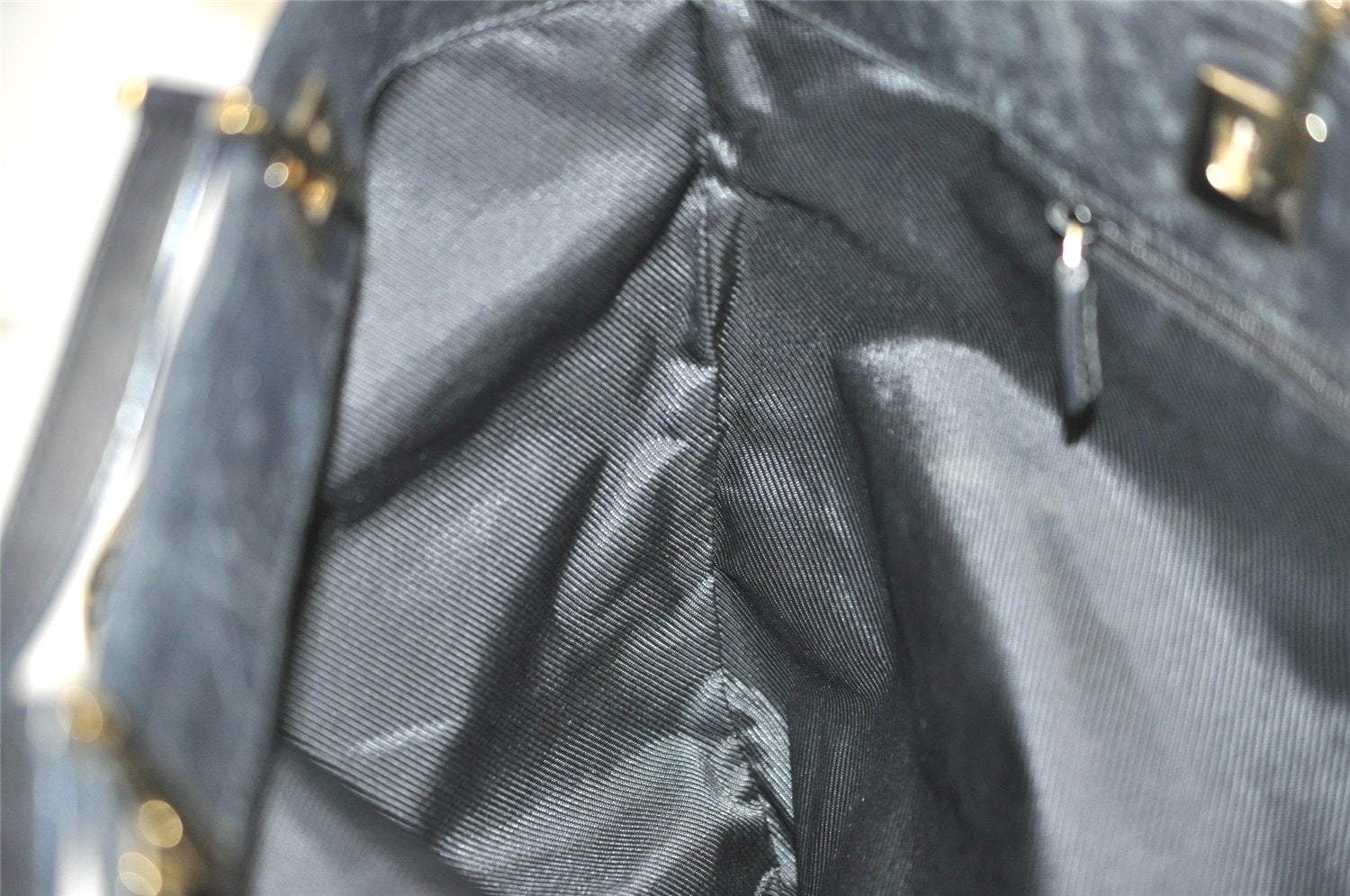 Authentic GUCCI Shoulder Tote Bag GG Canvas Leather 0021098 Black Gray 7737J