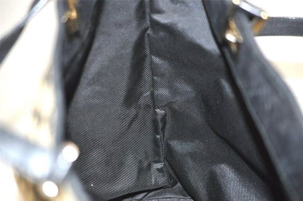 Authentic GUCCI Shoulder Tote Bag GG Canvas Leather 0021098 Black Gray 7737J