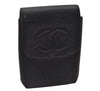 Authentic CHANEL Caviar Skin Cigarette Case Pouch CoCo Mark Black 7739J