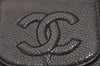 Authentic CHANEL Caviar Skin Cigarette Case Pouch CoCo Mark Black 7739J