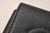 Authentic CHANEL Caviar Skin Cigarette Case Pouch CoCo Mark Black 7739J