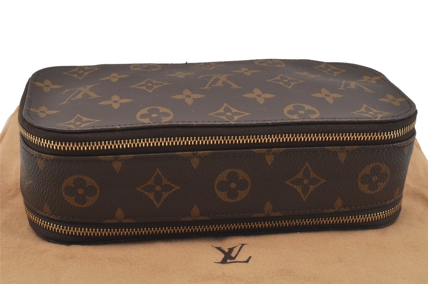 Authentic Louis Vuitton Monogram Trousse Blush GM Cosmetic Pouch M47505 LV 7741I