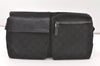 Authentic GUCCI Vintage Waist Body Bag Purse GG Canvas Leather 28566 Black 7741J