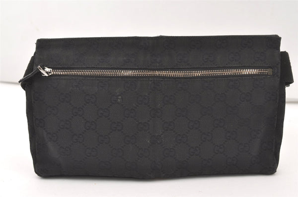 Authentic GUCCI Vintage Waist Body Bag Purse GG Canvas Leather 28566 Black 7741J