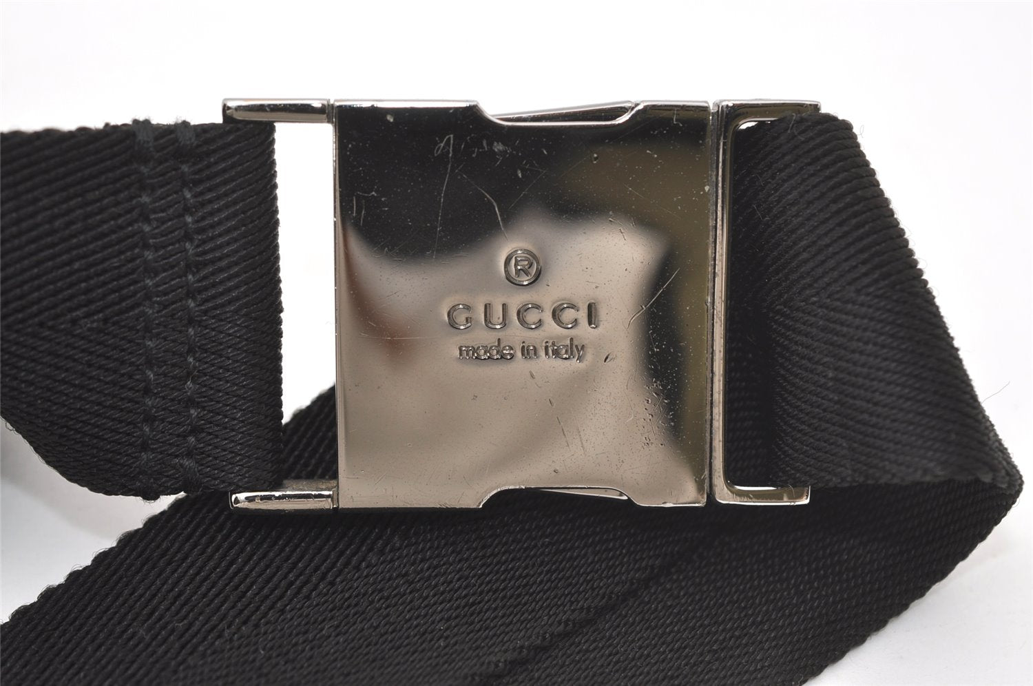 Authentic GUCCI Vintage Waist Body Bag Purse GG Canvas Leather 28566 Black 7741J