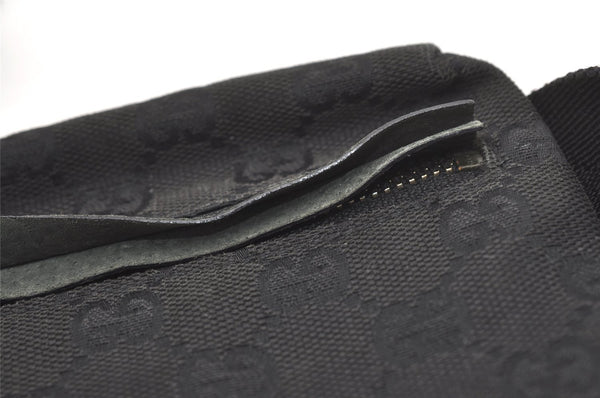 Authentic GUCCI Vintage Waist Body Bag Purse GG Canvas Leather 28566 Black 7741J