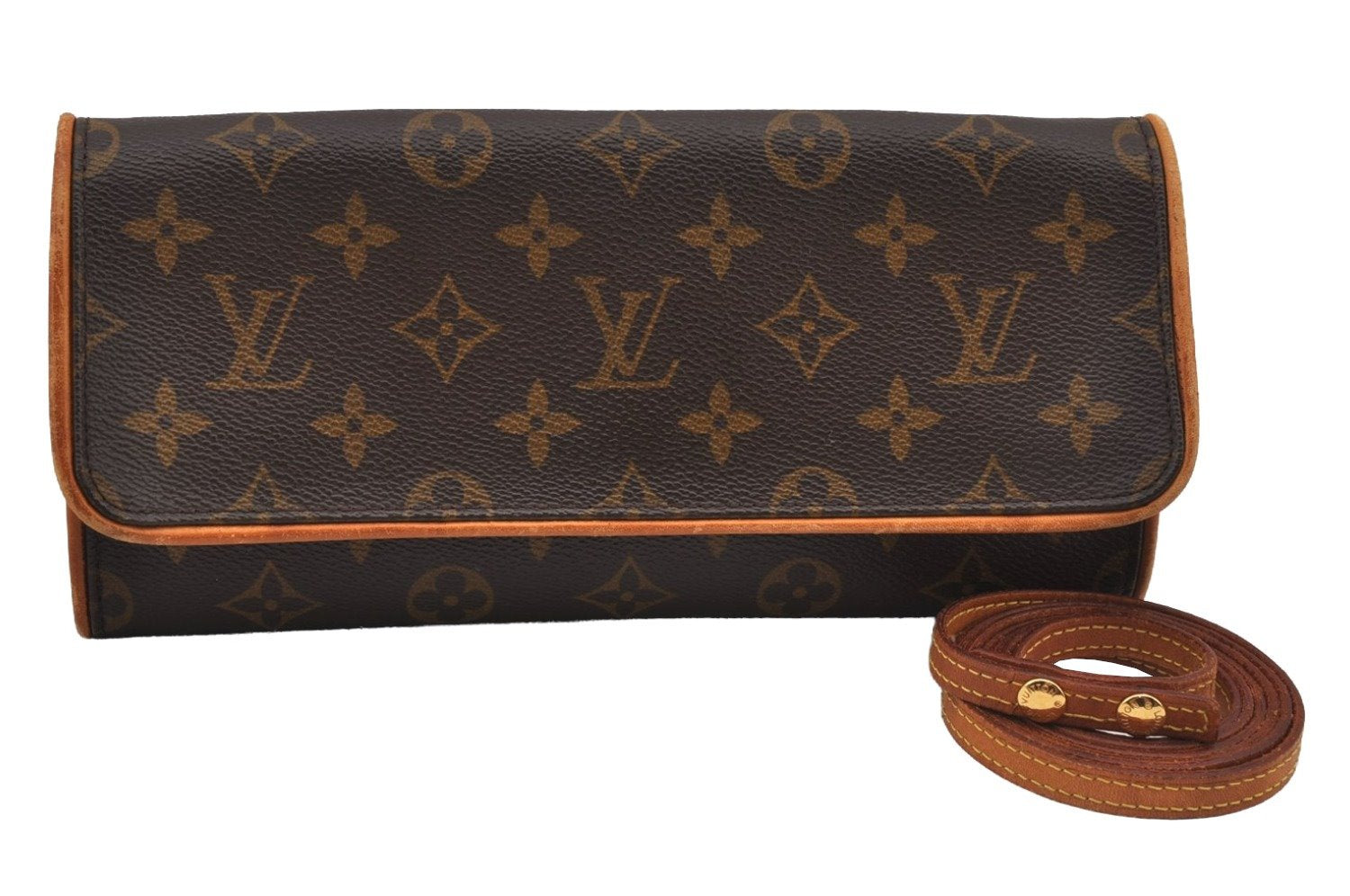 Authentic Louis Vuitton Monogram Pochette Twin GM Shoulder Bag M51852 LV 7742J