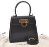 Authentic Salvatore Ferragamo Gancini Leather 2Way Shoulder Hand Bag Navy 7743J