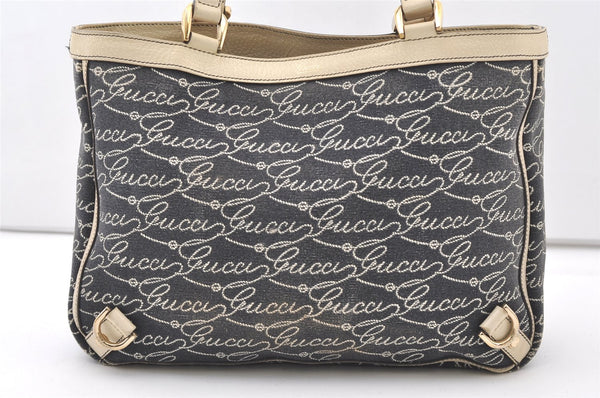 Authentic GUCCI Abbey Shoulder Hand Bag Purse Canvas Leather 170004 Navy 7745J