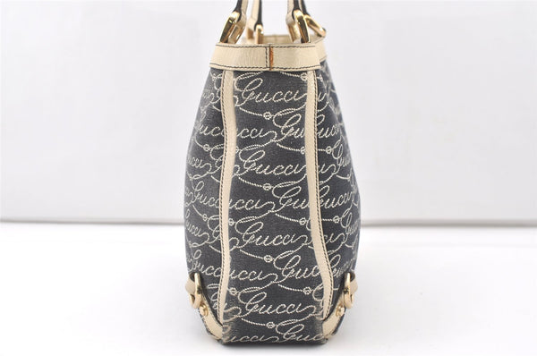 Authentic GUCCI Abbey Shoulder Hand Bag Purse Canvas Leather 170004 Navy 7745J