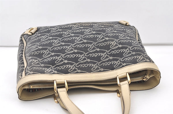 Authentic GUCCI Abbey Shoulder Hand Bag Purse Canvas Leather 170004 Navy 7745J