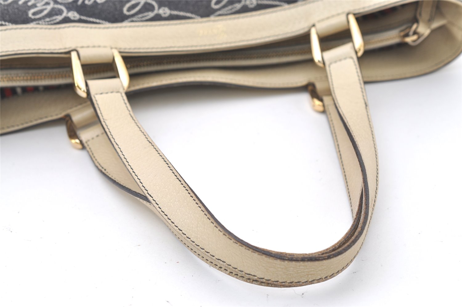 Authentic GUCCI Abbey Shoulder Hand Bag Purse Canvas Leather 170004 Navy 7745J