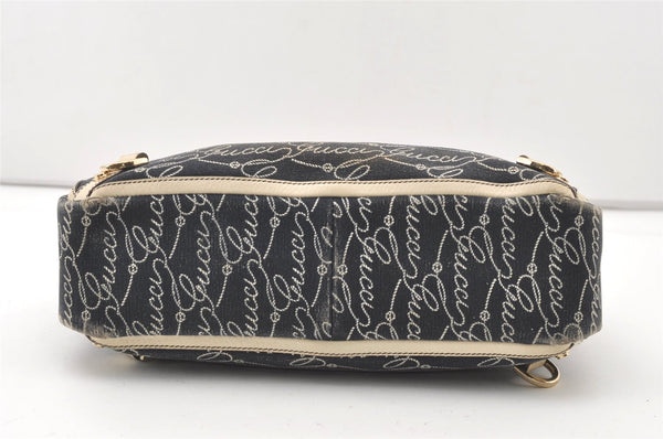 Authentic GUCCI Abbey Shoulder Hand Bag Purse Canvas Leather 170004 Navy 7745J