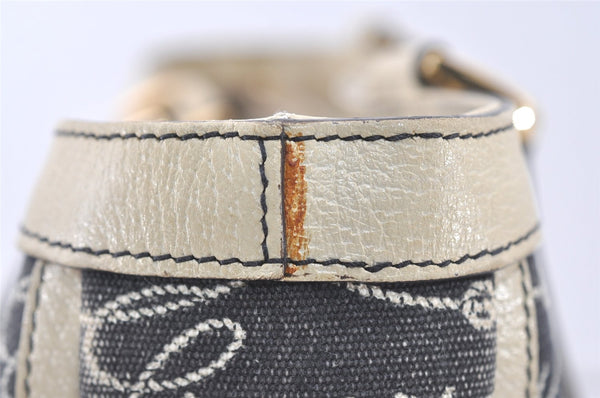 Authentic GUCCI Abbey Shoulder Hand Bag Purse Canvas Leather 170004 Navy 7745J