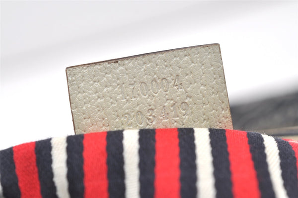 Authentic GUCCI Abbey Shoulder Hand Bag Purse Canvas Leather 170004 Navy 7745J