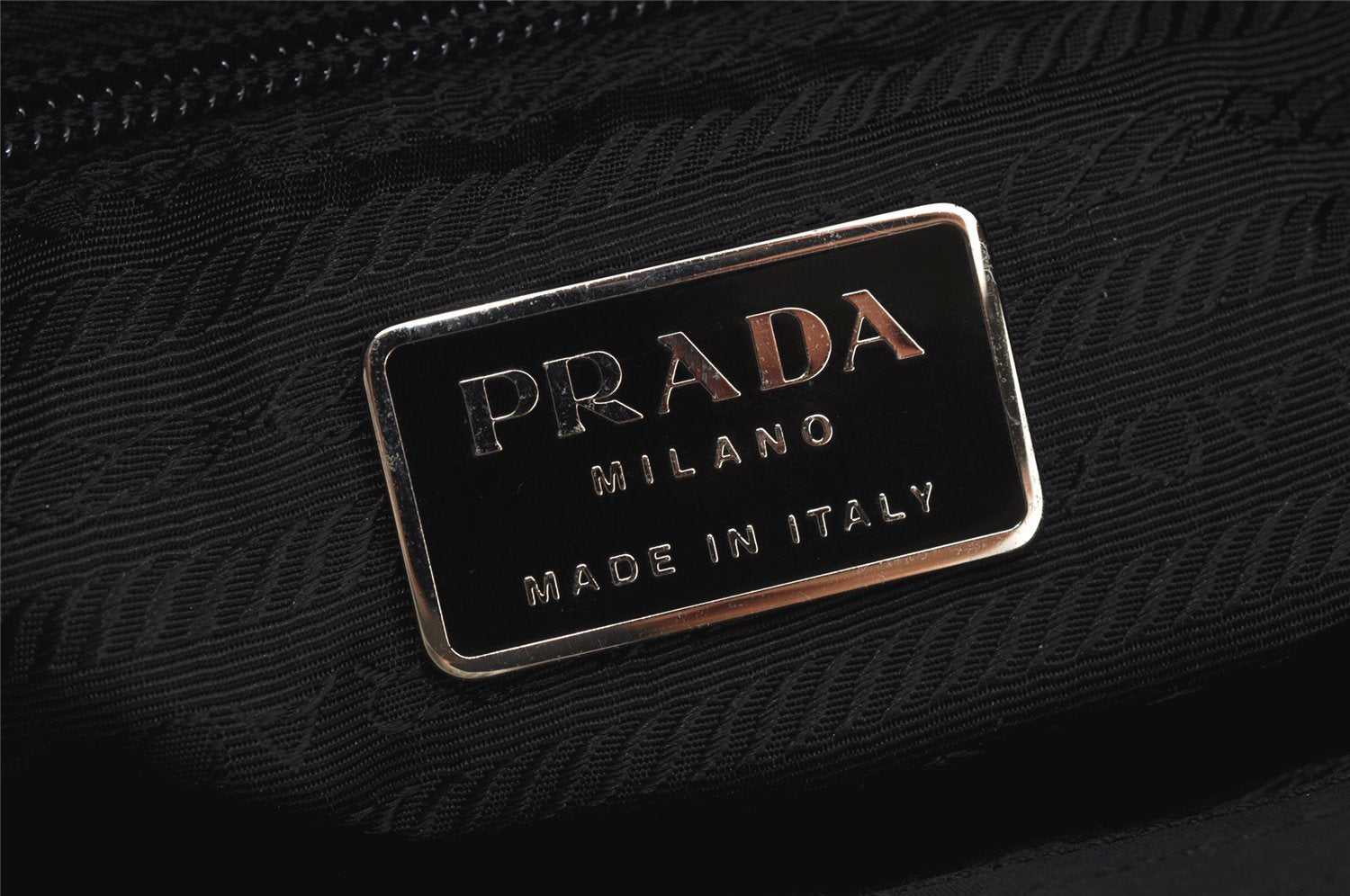 Authentic PRADA Nylon Tessuto Metallo Shoulder Hand Bag Purse B8446 Black 7746J