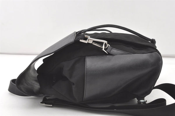 Authentic GUCCI Vintage Drawstring Backpack Nylon Leather 0030233 Black 7747J