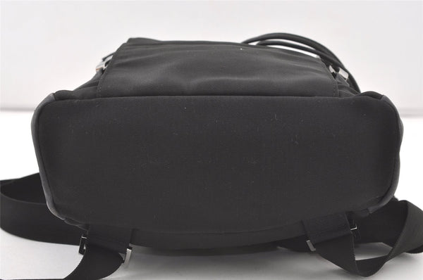 Authentic GUCCI Vintage Drawstring Backpack Nylon Leather 0030233 Black 7747J