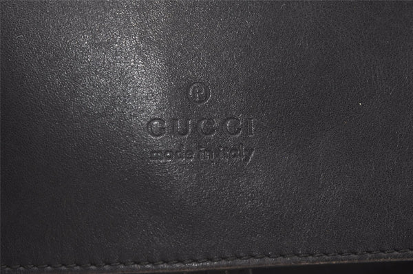 Authentic GUCCI Vintage Drawstring Backpack Nylon Leather 0030233 Black 7747J