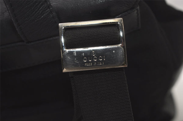 Authentic GUCCI Vintage Drawstring Backpack Nylon Leather 0030233 Black 7747J