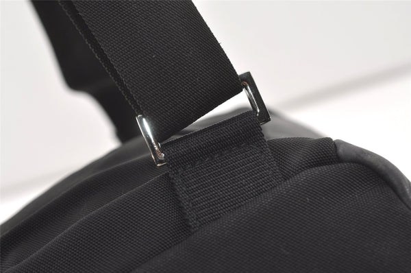 Authentic GUCCI Vintage Drawstring Backpack Nylon Leather 0030233 Black 7747J