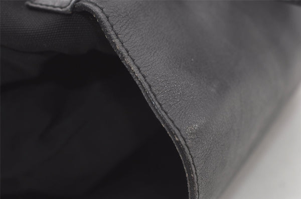 Authentic GUCCI Vintage Drawstring Backpack Nylon Leather 0030233 Black 7747J