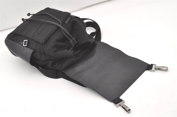 Authentic GUCCI Vintage Drawstring Backpack Nylon Leather 0030233 Black 7747J