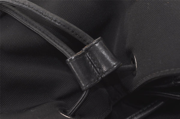 Authentic GUCCI Vintage Drawstring Backpack Nylon Leather 0030233 Black 7747J
