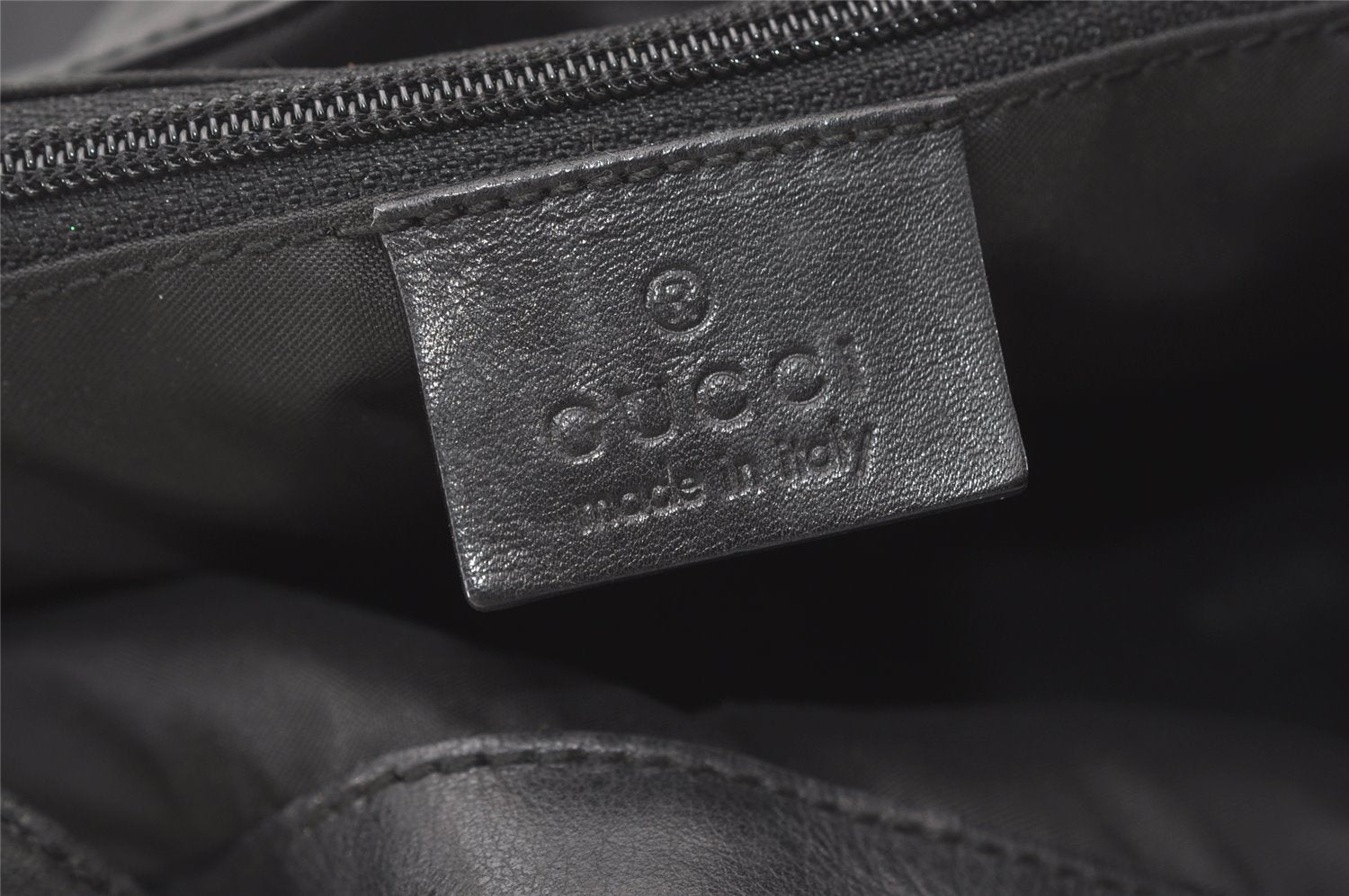 Authentic GUCCI Vintage Drawstring Backpack Nylon Leather 0030233 Black 7747J