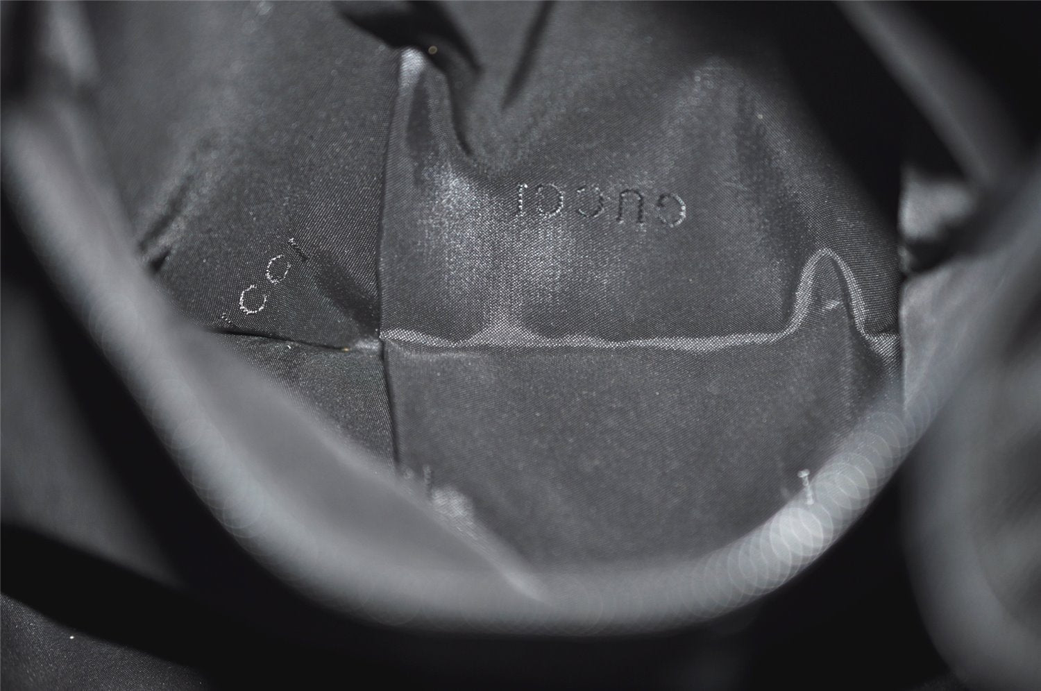 Authentic GUCCI Vintage Drawstring Backpack Nylon Leather 0030233 Black 7747J