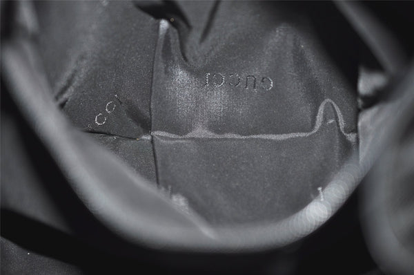 Authentic GUCCI Vintage Drawstring Backpack Nylon Leather 0030233 Black 7747J