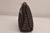 Authentic FENDI Zucca Clutch Hand Bag Purse Canvas Leather Brown Black 7751M