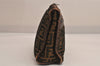 Authentic FENDI Zucca Clutch Hand Bag Purse Canvas Leather Brown Black 7751M