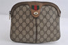 Authentic GUCCI Web Sherry Line Shoulder Bag GG PVC Leather Brown Junk 7752I