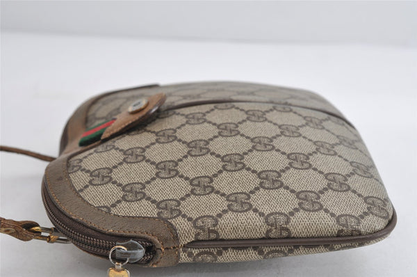 Authentic GUCCI Web Sherry Line Shoulder Bag GG PVC Leather Brown Junk 7752I