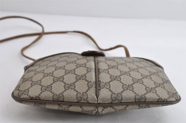 Authentic GUCCI Web Sherry Line Shoulder Bag GG PVC Leather Brown Junk 7752I