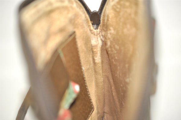 Authentic GUCCI Web Sherry Line Shoulder Bag GG PVC Leather Brown Junk 7752I