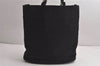 Authentic Salvatore Ferragamo Vara Canvas Leather Shoulder Tote Bag Black 7752J