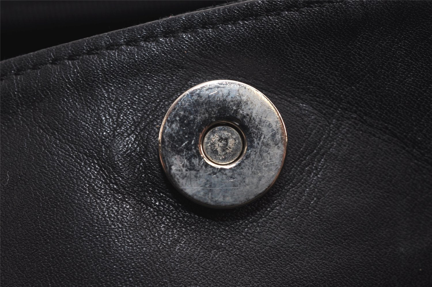 Authentic Salvatore Ferragamo Vara Canvas Leather Shoulder Tote Bag Black 7752J