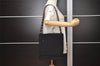 Authentic Salvatore Ferragamo Vara Canvas Leather Shoulder Tote Bag Black 7752J