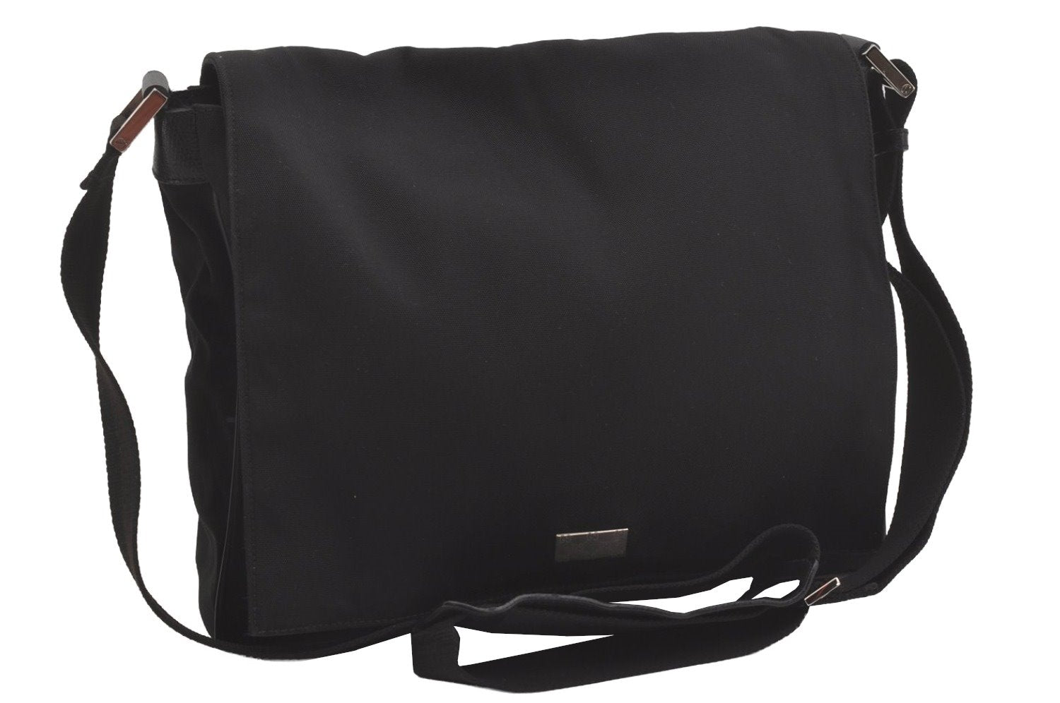 Authentic GUCCI Shoulder Cross Body Bag Nylon Leather 146236 Black  7753I