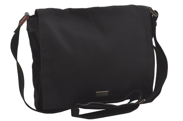 Authentic GUCCI Shoulder Cross Body Bag Nylon Leather 146236 Black  7753I