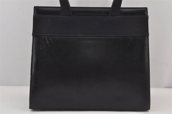 Authentic Salvatore Ferragamo Vara Ribbon Leather 2Way Hand Bag Navy SF 7754J