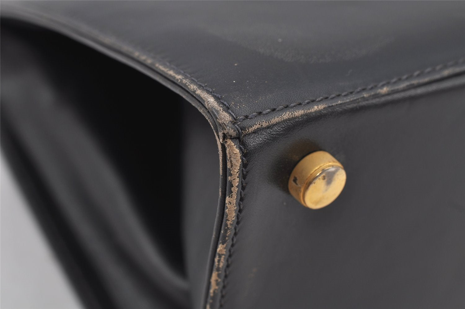 Authentic Salvatore Ferragamo Vara Ribbon Leather 2Way Hand Bag Navy SF 7754J