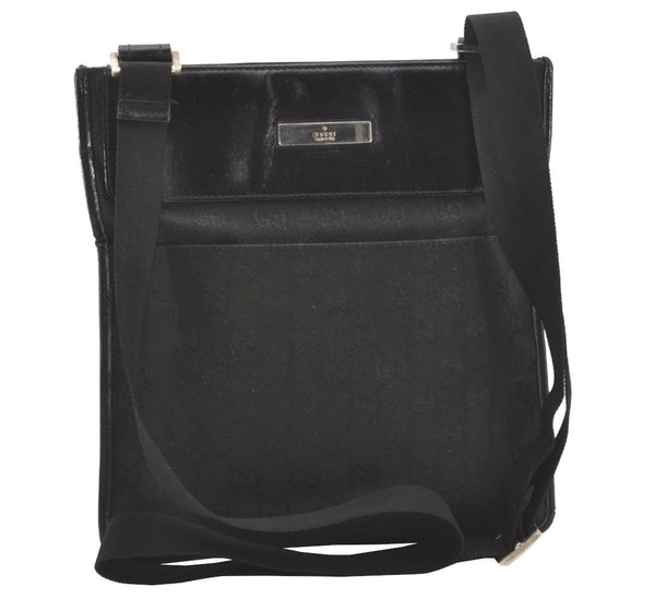 Authentic GUCCI Shoulder Cross Body Bag GG Canvas Leather 0190348 Black 7755J