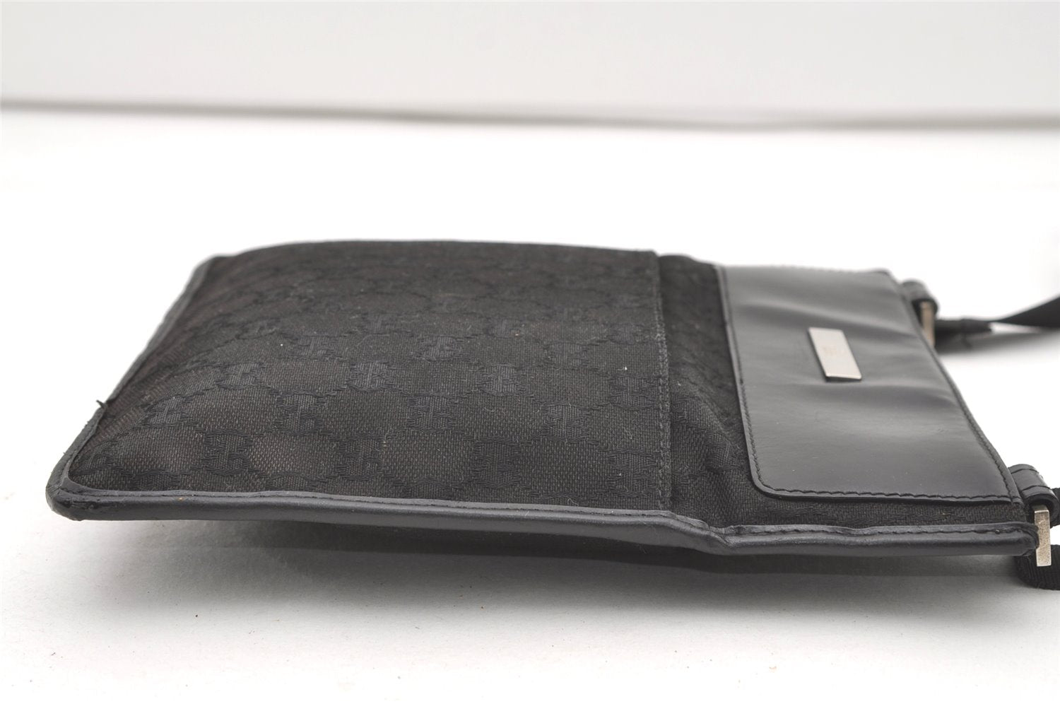 Authentic GUCCI Shoulder Cross Body Bag GG Canvas Leather 0190348 Black 7755J