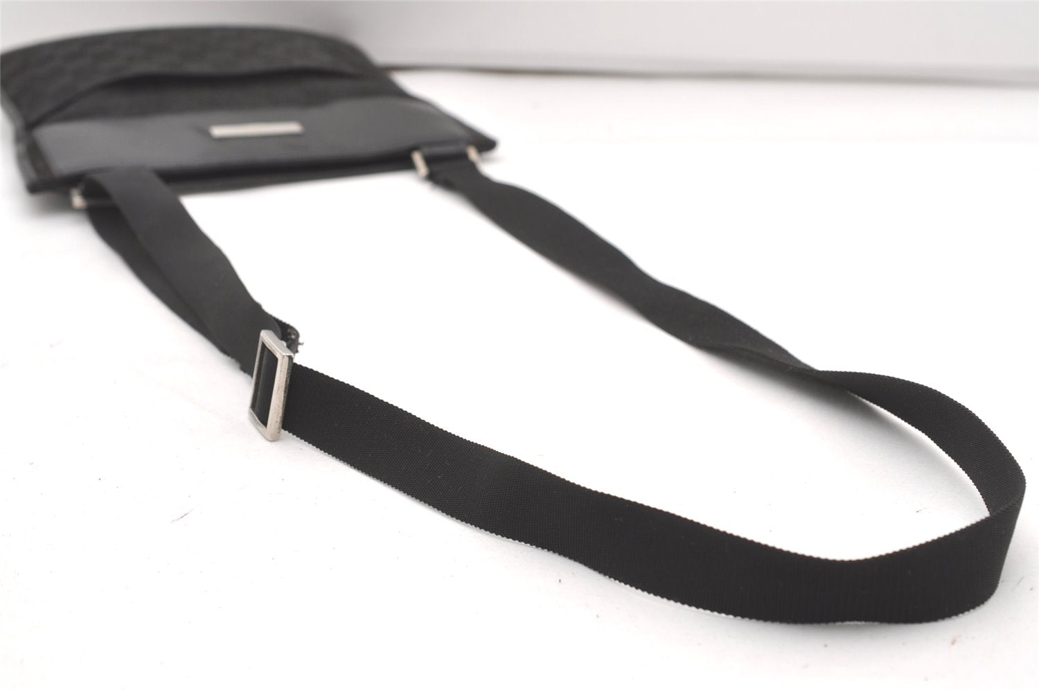 Authentic GUCCI Shoulder Cross Body Bag GG Canvas Leather 0190348 Black 7755J