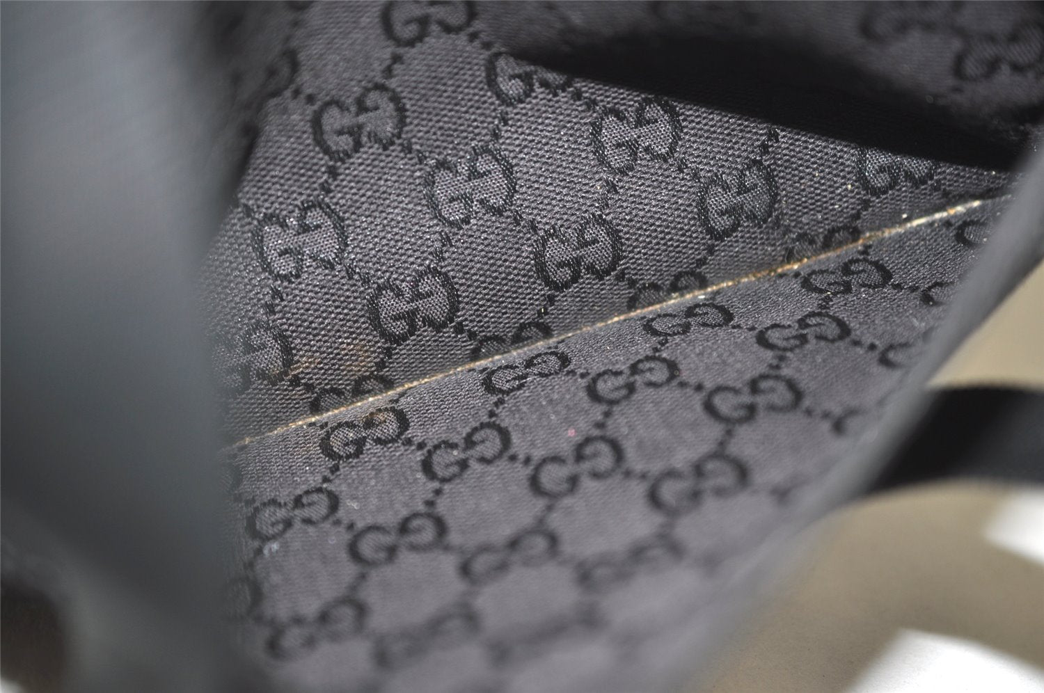 Authentic GUCCI Shoulder Cross Body Bag GG Canvas Leather 0190348 Black 7755J